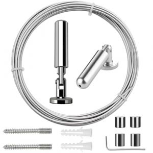 5 m Tringle a Rideaux - Cable pour Rideaux Kit, Tringle Rideau de Douche, Cable en Acier Inoxydable pour Photo, Corde &agrave; Linge, Fen&ecirc;tre, Rideau (SALKARENA, neuf)