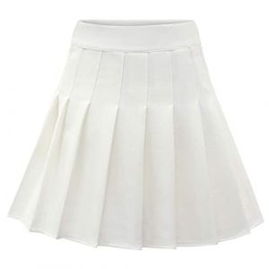 Dressystar Jupe Basique Femme Extensible Patineur Patineuse Pom-Pom Girl Mini Jupe Pliss&eacute;e Blanc XS (Aupuls, neuf)