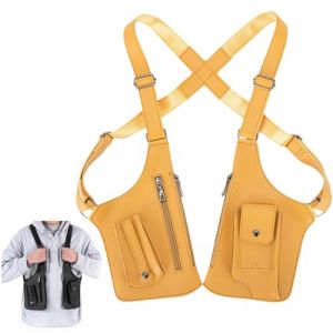 Generisch Sac &agrave; bandouli&egrave;re r&eacute;glable en cuir de haute qualit&eacute;, double sac &agrave; bandouli&egrave;re pour les aisselles, sac &agrave; dos de loisirs antivol en PU pour homme, jaune (Driohan⭐⭐⭐⭐⭐, neuf)