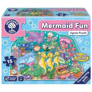 Orchard Toys Mermaid Fun Jigsaw Puzzle, 15-Piece Puzzle For Kids Ages 2+, Features Giant Poster, Develops Hand-Eye Coordination, Educational Puzzle (Dealon, neuf)