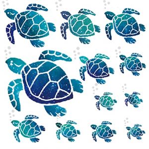 VIKSAUN 12 Pièces Tortue de Mer Bleue Stickers Muraux Décoration Autocollant Mural DIY Autocollant Muraux pour Des gamins Chambre pour Maison Bureau Salon Mur Salle de Bains (12 Pcs) (NanxuanEu, neuf)