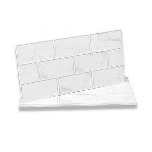 Fantasnight Stickers Adhésive Carrelage Blanc 12 pièces pour Salle de Bains et Cuisine, Crédence Cuisine, Imperméables Carrelage Carreaux Adhésif Mural 30 x 15 cm (Fantastic home, neuf)