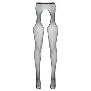 TSSOE Bas Legging Collant Femme Résille Pantalon Ouvert Entrejambe Jarretelle Factice Jarretelle Fantaisie Noir Taille Unique (TSSOE EU, neuf)