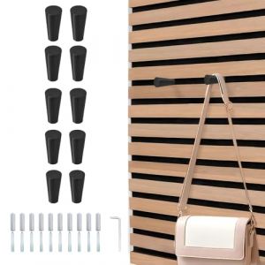 BTSAE Lot de 10 crochets pour panneaux acoustiques - Noir - Crochets &agrave; visser - Crochets muraux en m&eacute;tal - Panneaux acoustiques - Accessoires pour pat&egrave;res de salle de bain - Crochets pour serviettes (Pecumong, neuf)