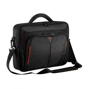 Targus Classic+ Clamshell Sacoche pour Ordinateur Portable 14", Sac à Bandoulière Homme Femme, Mallette Ordinateur Portable avec Station de Travail – Noir/Rouge, CN414EU (1foDiscount, neuf)