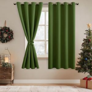 DWCN Lot de 2 Rideau Occultant &agrave; Oeillets D&eacute;coration Chambre Fenetre, Rideaux Opaque Draperies Int&eacute;rieurs pour Fen&ecirc;tre, 140x200 CM (Largeur x Hauteur), Vert Olive (DWCN EU, neuf)