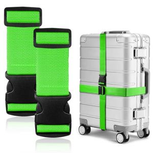 Tatxmalv Lot de 2 Sangle Valise, Ceinture Valises Antidérapantes Réglables, Accessoires de Etiquette Valise pour Identifier Rapidement Les Valises (Vert) (TOTAL MAX SELL, neuf)