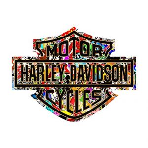2 Autocollants Bomb Bar et Shield worldcustom Compatible avec Harley Davidson réservoir Casque Moto Custom 12 cm x 9 cm Colore (Worldcustomchopper, neuf)