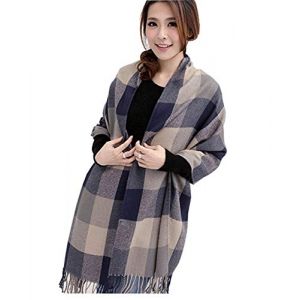 heekpek Grande Taille Femme Homme Echarpe Hiver Chaud en Cachemire Imitation Carreaux Doux écharpe épais Pull Châle Mode écharpe Fraîche Cadeau Unisexe Cadeau Noël, Taille unique, Gris (HKPK, neuf)