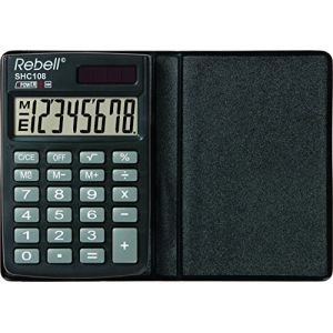REBELL re de shc108 Écran LCD calculatrice à 8 chiffres, panneau solaire, racines et de Triple fonction mémoire, étui de protection, noir (Micro Passion 76, neuf)