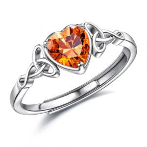 JeweBella Bague Argent 925 Femme Reglable Bague Pierre de Naissance Coeur Brillant Alliance Femme Bague de Fiancailles Bague Promesse Mariage Bague Pouce Bague Femme Argent Bijoux avec Boîte Cadeau (MOY-UK, neuf)