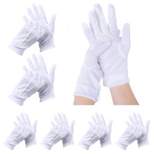 6 Paires Gants de Tir Blancs, Gants Blancs C&eacute;r&eacute;monie, Gant Blanc Homme Femmes avec Bouton-pression, pour &Eacute;tiquette, Smokings, Uniformes d'&Eacute;quipe de C&eacute;r&eacute;monie, Bijoux, Unisexes (ShiFaKaKeJi, neuf)