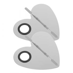 SMASOLO Palette de Maquillage en Inox 4 Pi&egrave;ces avec 2 Bagues C&oelig;ur Palette de Couleurs pour Ongles et Fond de Teint Outil de Nail Art Portable avec B&acirc;ton de M&eacute;lange pour Salons et Usage (SEASOON, neuf)