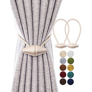 TECVINCI Embrasses de Rideau Magn&eacute;tiques avec Aimant Plus Grand de Mise &agrave; Niveau, Paquet de 2 Retenues de Draperie de 40 cm pour Rideau Int&eacute;rieur et Ext&eacute;rieur - Beige (DewStar, neuf)