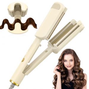 AISEELY Boucleur a Cheveux 3 Tete, 32MM Fer &agrave; Friser, 4 Temp&eacute;ratures R&eacute;glables, Anti-Br&ucirc;lure, Convient aux D&eacute;butants,Fer a Friser Boucler pour Cheveux Longs Courts, Styliseur de Vagues - Blanc Cass&eacute; (Aiseely, neuf)