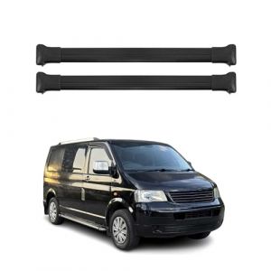 Lot de 2 barres de toit compatibles avec VW T5 Transporter V 2003-2015 Aluminium Noir (OMAC-GmbH, neuf)