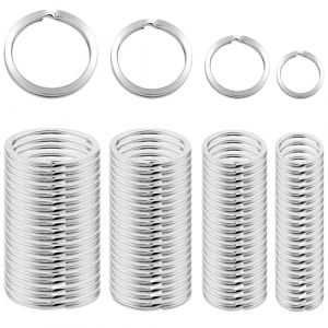 KGGZKG 80 Pcs Anneau Porte-Clés Anneaux 30mm 25mm 20mm 15mm Porte Clef Plats Ronds Brisés en Métal Noir pour Clé de Voiture Maison Bureau Arts Artisanat 4 Tailles (KeKeTrading, neuf)