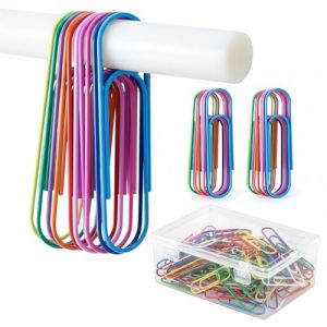 Trombones G&eacute;ant de Couleur 100mm, 50 Pi&egrave;ces M&eacute;tal Trombones avec Rev&ecirc;tement et Bo&icirc;te de Rangement, Grand Clips Papier Bureau pour Bureau &eacute;cole Papeterie Documents,Couleurs Al&eacute;atoires (axiangyufei, neuf)