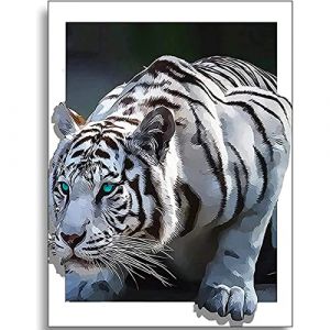 Instarry DIY 5D Diamond Painting Grand Format Tigre Blanc Tableau Decoration Murale Salon 75x50 cm (Diamond Painting PARK, neuf)