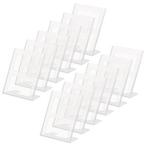 Kurtzy Lot de 12 Presentoir A4 en Plastique Transparent - Présentoir de Table Incliné - Porte Affiche A4 pour Menu, Fiches de Bureau, Publicité, Dépliant, Flyer, Support Papier et Cadre Photo (Tinyyo Europe, neuf)