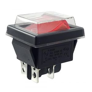 MWMS Interrupteur &agrave; bascule rouge avec couvercle &eacute;tanche DPDT, interrupteur &agrave; bascule 4 p&ocirc;les 250 V 16 A (MixWare MegaShop, neuf)