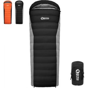 QEZER Sac de Couchage Adulte，en Duvet ，Sac de Couchage ultral&eacute;ger 4 Saisons avec Petit Emballage pour Adultes et Enfants, Camping et randonn&eacute;e de Plein Air (Gris 1500g de Duvet -18℃) (QEZER-fr, neuf)