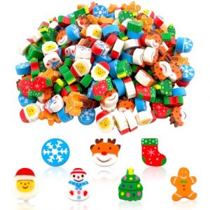 GreenYeah 200PCS Gommes de No&euml;l pour Enfants, Mini Gommes Fantaisie Enfant Aux Motifs de No&euml;l, Petites Gommes &agrave; Crayon pour R&eacute;compenses, Devoirs, Salle de Classe (GreenYeah, neuf)