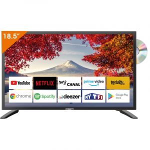 Antarion Smart TV 18,5" (47 cm) Android 14 Connecté WiFi avec Bluetooth + Lecteur DVD - 12V/24V/220V - Camping Car Camion Fourgon Poids Lourd Caravane Cuisine - Garantie 2 Ans (Campenco, neuf)