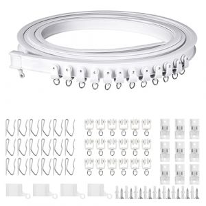 3M Rail de Rideau de Plafond Flexible et Incurvable avec Rouleaux Silencieux - Kit de Rail &agrave; Rideau Pliable sans Per&ccedil;age pour Baie Vitr&eacute;e, S&eacute;paration de Pi&egrave;ce, Bureau, Chambre (havenlyh, neuf)