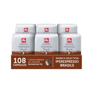 illy, Capsules de Caf&eacute; Iperespresso Arabica Selection Brasile, 100% Arabica avec des Notes de Caramel et de Fruits Secs, Saveur Intense, 6 Paquets de 18 (108 Capsules au Total) (AbcFoodService, neuf)