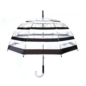 SMATI Parapluie transparent forme cloche – ouverture automatique - résistant au vent - rayures noires et blanches (Umbrella republic, neuf)