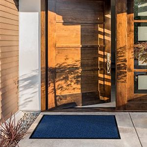 casa pura - Tapis Entrée Intérieur Sky - Tapis Antidérapant et Anti-Poussière - Paillasson de propreté intérieur et extérieur - Tapis de Porte Lavable et Ultra Absorbant (Bleu-Noir 90x150 cm) (Velvet Trading, neuf)