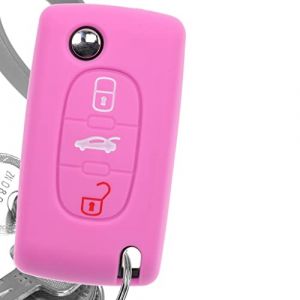 Key Soft Case Cover Housse de Protection pour Citroen C5 C2 C3 C4 Picasso Grande Berlingo Peugeot 207 307 407 308 607 / Couleur: Rose (mt-commerce, neuf)