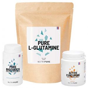 Nutripure | Pack Intestin et Digestion | Compléments Alimentaires Incontournables pour Confort Intestinal | Glutamine + Curcumine + Probiotiques et Prébiotiques | Cure 1 Mois | Fabriqué en France (NUTRIPURE, neuf)