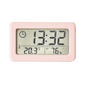 Lancoon Thermomètre Hygromètre Numérique, Horloge LCD avec Grand Écran 12/24 Heures Suspendu et Debout Batterie Mince pour Chambre à Coucher Accueil (Lancoon, neuf)