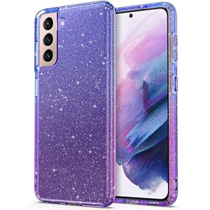 ULAK Coque Galaxy S21 Paillettes, Samsung S21 Transparente Étui Housse Souple Bumper TPU Protection Antichoc Anti-Rayures Coque pour Samsung Galaxy S21 5G 6,2 Pouces, Violet (easyarise, neuf)