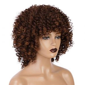 Perruques Courtes Boucl&eacute;es Afro Cr&eacute;pus Boucl&eacute;s Perruques Africaines Bizarres Femmes Noires Perruques Courtes Ondul&eacute;es Cheveux Courts Perruques Synth&eacute;tiques Perruques Boucl&eacute;es Cheveux Noirs Naturels P (ydxdsp, neuf)