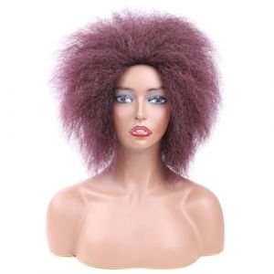 Naturelle Perruque Perruque courte ondulée avec frange faux cheveux perruque courte pour femme perruque synthétique 35 cm/14' Explosion de tête explosive moelleuse naturelle Cheveux Naturel (yizhishizizaichuangtou, neuf)