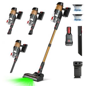 SENZONE Aspirateur Balai sans Fil,500W/37Kpa/45min Aspirateur sans Fil,Brosse Sol Anti-Emm&ecirc;lement, &Eacute;cran LED,Tube Pliable,Aspire Poils Animaux, pour Sols Durs et Voiture(Orange,F500) (sanmine, neuf)