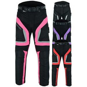 Texpeed Pantalon Moto Femme Homologué - Textile Scooter Imperméable Pour été ou l'hiver - Armure certifiée CE (EN 1621-1) Protection Rose - L Taille/Longue Jambe (Texpeed FR, neuf)