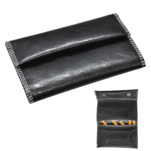 YAPKOLV Blague à Tabac en Cuir, Pochette pour Tabac à Rouler avec Fermeture Magnétique, Pliable, Portable, Multifonctionnelle (Noir) (MA SHIJIE UK SHOP, neuf)