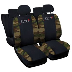 Auto Accessori Lupex - Housses pour siège Auto, Noir/Camouflage Vert, Made in Italy, pour sièges Avant et Arrière, compatibles Airbags, pour Fiat 500x (sauf Cross Plus et versions Sport/Hybride) (LUPEX SHOP, neuf)