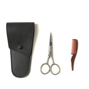 TEHAUX Ciseaux &agrave; Sourcils et Moustache en Acier Inoxydable Noir 2 Pi&egrave;ces Coupe-Barbe Pr&eacute;cis et R&eacute;sistant Accessoire de Soin pour Coiffure et Entretien Masculin (Breamblue N, neuf)