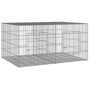 vidaXL Cage &agrave; Lapin 2 Panneaux 110x79x54 cm Fer Galvanis&eacute; Clapier Enclos Parc (vidaXL FR, neuf)