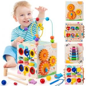 Sundaymot Cube D'activité Bébé, Montessori 3 Ans, Cube en Bois Ideal et Jouets D'éveil, Cadeaux Créatifs pour Garçons et Filles à partir de 3 Ans (Sundaymot, neuf)