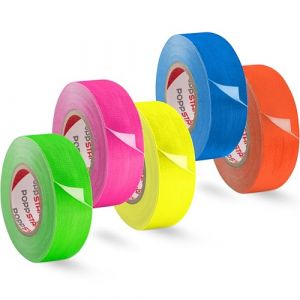 POPPSTAR 5x Ruban adh&eacute;sif n&eacute;on 25mm x 10m, Ruban Autocollant Fluo en Tissu, Jaune, Vert, Rouge, Bleu, Rose (poppstar*, neuf)