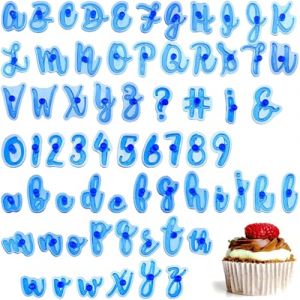 WUSJCOF 66 Pièces Emporte-Pièces Fondant Alphabet et Chiffres - Set de Tampons à Biscuits Lettres et Nombres Réutilisables pour Décoration de Gâteaux et Pâtisserie Créative (Bleu) (NAROU DUTEN, neuf)