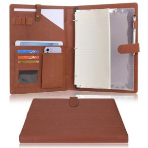 Wonderpool Porte-documents en Cuir A4 Padfolio Anneaux Planchettes &agrave; pince Classeur Ramovible avec Portebloc Notes et Organiseur Multi-poches pour Bureau Conf&eacute;rence R&eacute;union et Travail (Brun) (Wonderpool eu, neuf)