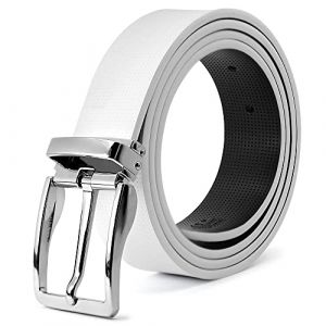 3ZHIYI Ceinture homme en cuir avec Broche boucle d'ardillon ceinture, Blanc, Taille 130 CM (KONGKI-FR, neuf)