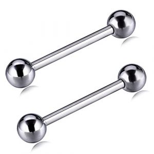 Hengkaixuan Barrette Piercing Mamelon Titane, Bijoux de Mamelon, 12G (2,0 mm), 14 mm, 5 mm, Unisex, Classique, Bille, Titanium, 14 millimeters, 2 pièces, 3883153031, 197063031, 579926031 (hengkaixuan, neuf)